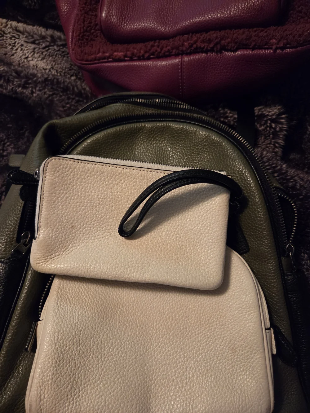 Coach Olive Green Pebbled Leather Wristlet